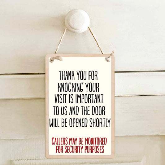 hank you for knocking... - Eco friendly Wooden mini sign. Gift for the office.

15 × 10 cm sustainable wood, natural twine.

Light and durable, eco-friendly, ready to hang.