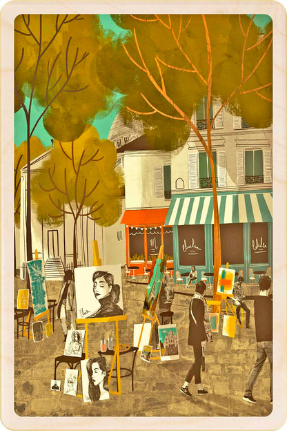 Montmartre Artists – Paris Wooden Postcard