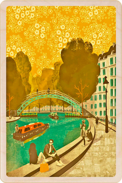 Canal Saint-Martin – Paris Wooden Postcard