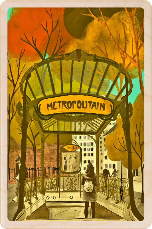 Metro – Paris Wooden Postcard