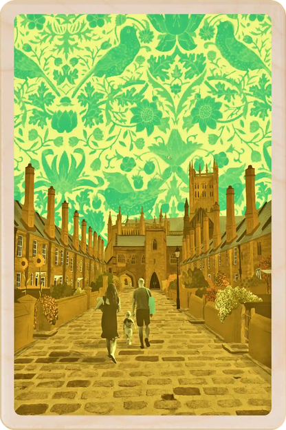 Vicar's Close, Wells, Somerset - Wooden Postcard. Eco-friendly card you can send, gift, or keep and display.