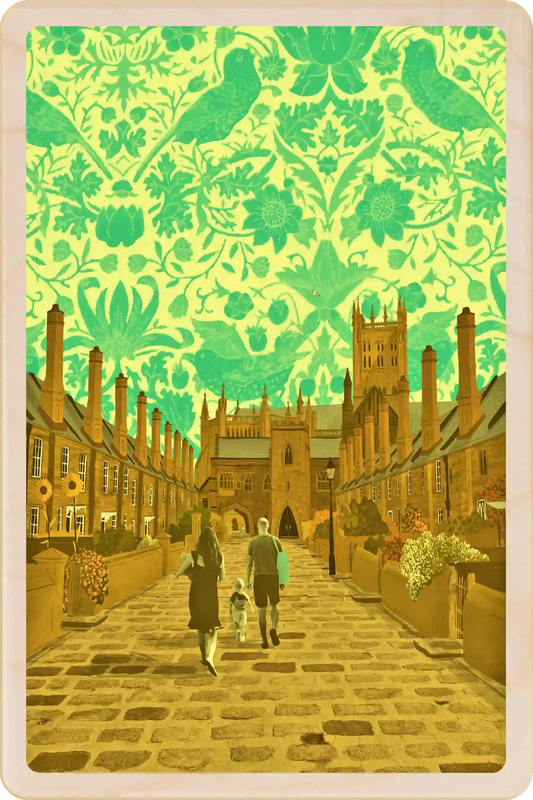 Vicar's Close, Wells, Somerset - Wooden Postcard. Eco-friendly card you can send, gift, or keep and display.