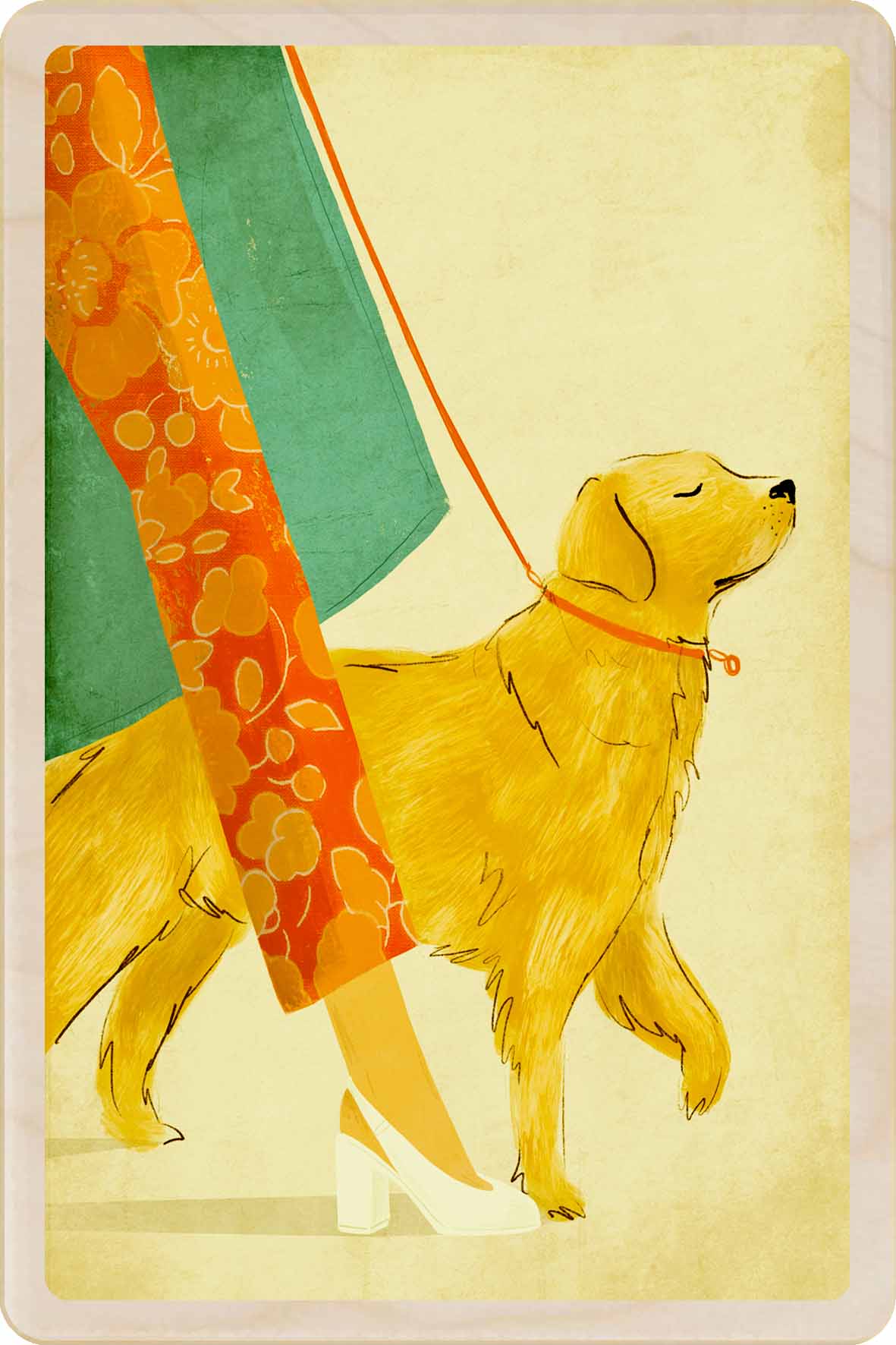 Labrador - Dog Wooden Postcard, illustration by Emy Lou Holmes, printed in Suffolk on sustainably sourced wood. Eco-friendly card you can send, gift, or display.