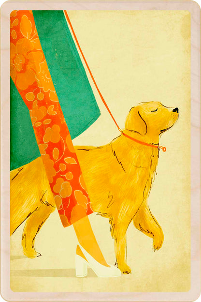 Labrador - Dog Wooden Postcard, illustration by Emy Lou Holmes, printed in Suffolk on sustainably sourced wood. Eco-friendly card you can send, gift, or display.