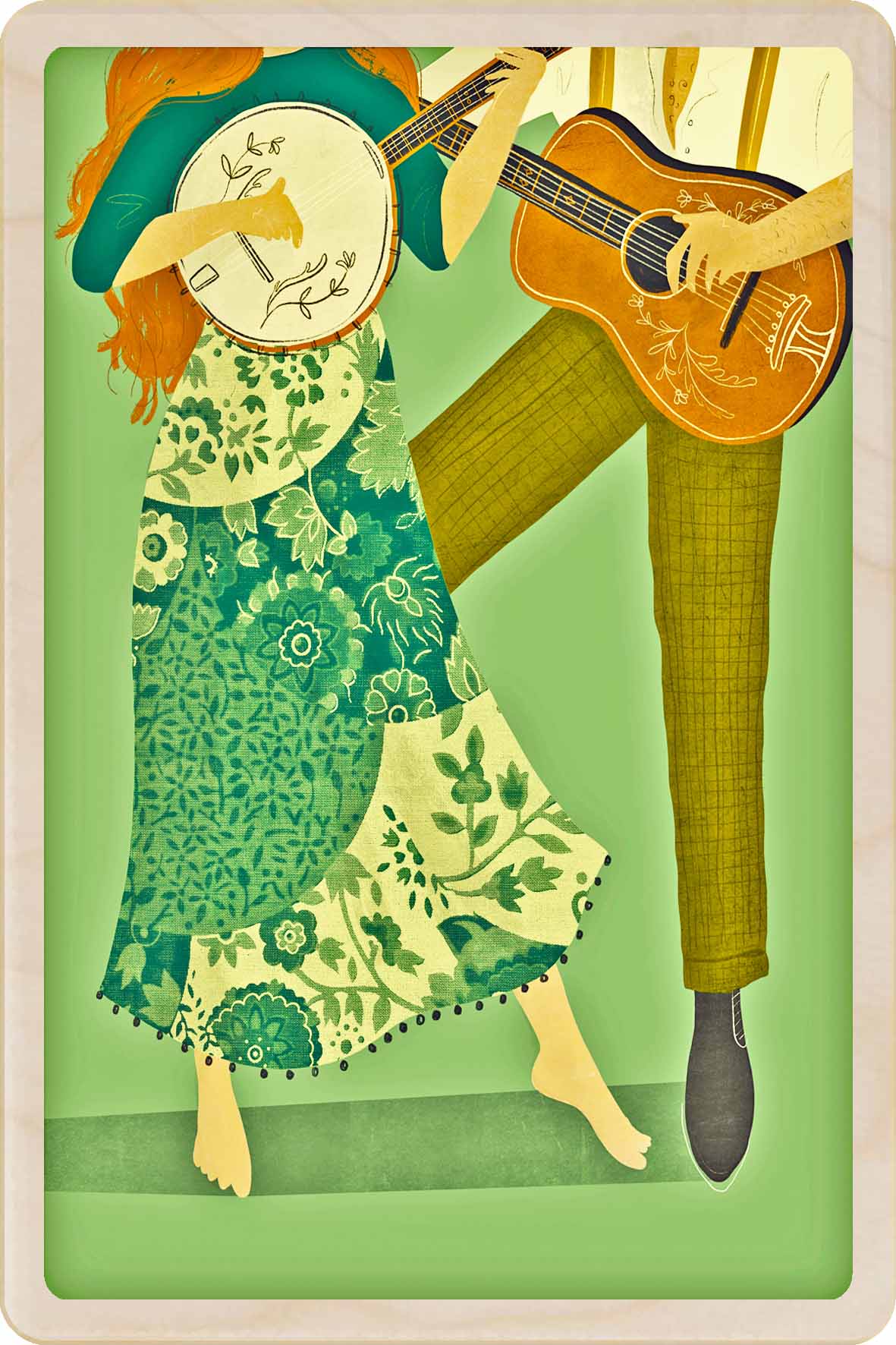 Folk Blues – Sustainable Wooden Postcard