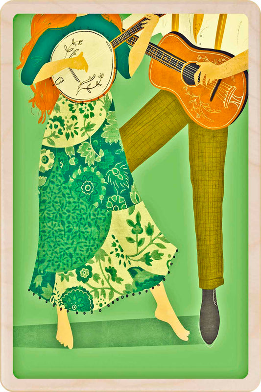 Folk Blues – Sustainable Wooden Postcard
