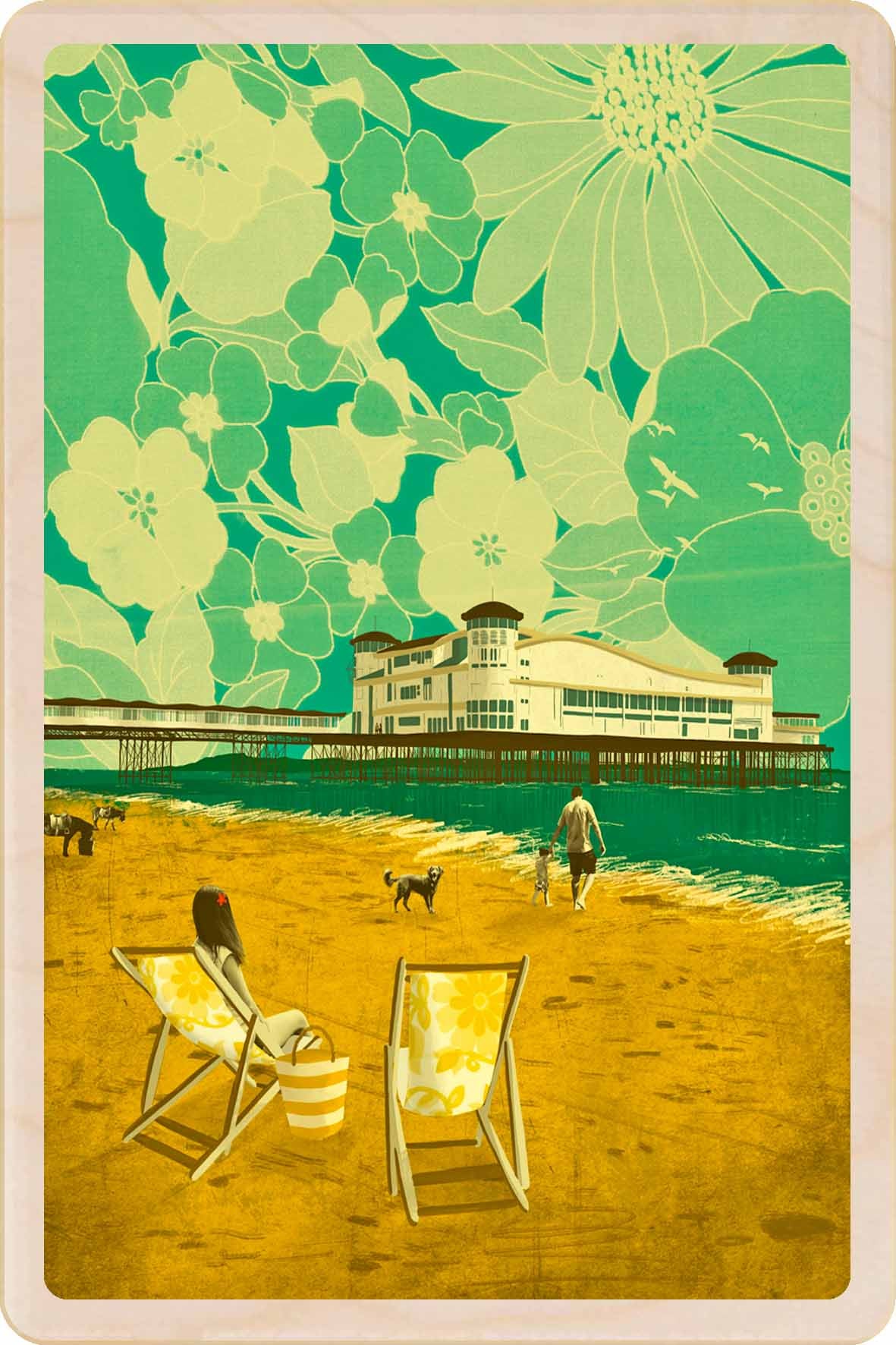 Weston Super Mare wooden postcard by Emy Lou Holmes