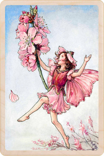 Almond Blossom Fairy, Cicely Mary Barker’s classic botanical illustration. The Wooden Postcard Company
