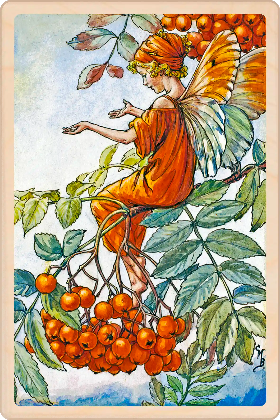 The Mountain Ash Tree Fairy&nbsp;- Sustainable Card - Wooden Postcard&nbsp;
Original Flower Fairies™ illustration by Cicely Mary Barker, printed in Suffolk on sustainable wood. Made to send, keep, or display—an eco-friendly keepsake for fairy fans, garden lovers, and collectors.

Write on the back with any pen and post worldwide with a standard stamp.
