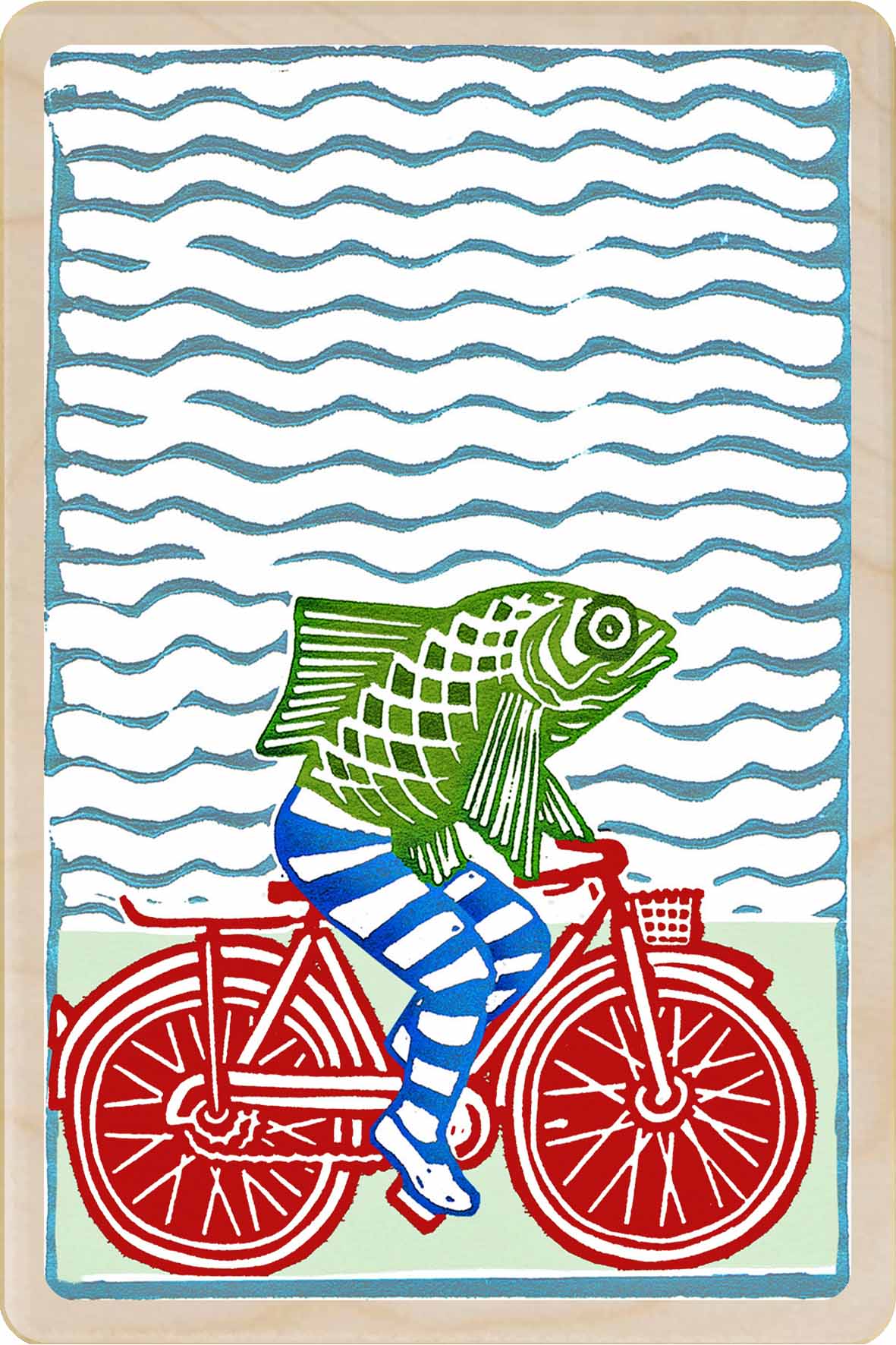A-woman-needs-a-man-like-a-fish-needs-a-bicycle-Irina-Dunn-wooden-postcard-company