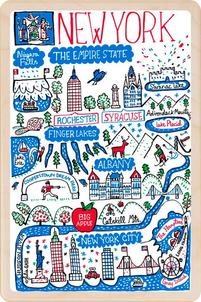 New York State Travel Art Wooden Postcard to send, gift, and keep. The Wooden Postcard Company