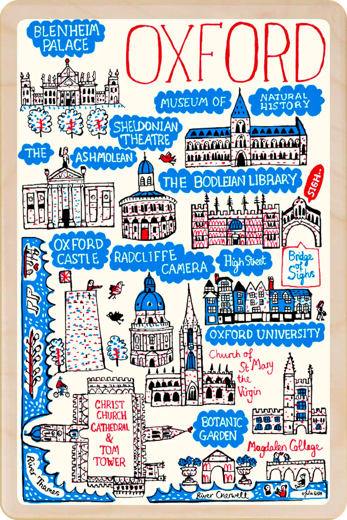 Oxford doodle map, Sustainable Wooden Postcard
Write on the back with any pen and post worldwide with a standard stamp. A smart, eco-friendly card and gift. The Wooden Postcard Company