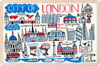 City of London -  wooden postcard by Julia Gash. A sustainable, mailable keepsake—perfect for gifting or collecting. Printed in Suffolk on eco-friendly wood and handmade in the UK since 2012.