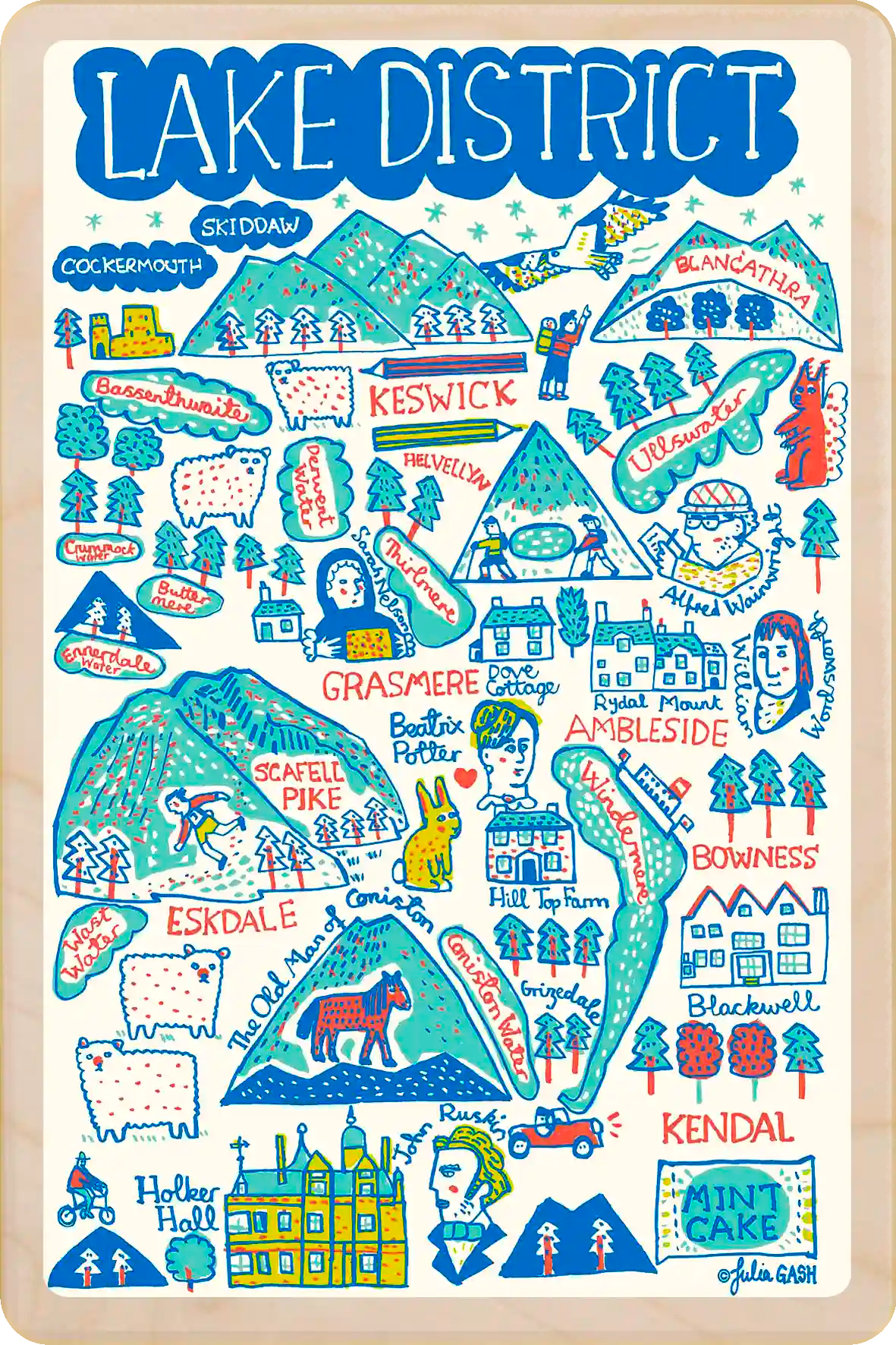 Lake District, Sustainable Wooden Postcard. The Wooden Postcard Company