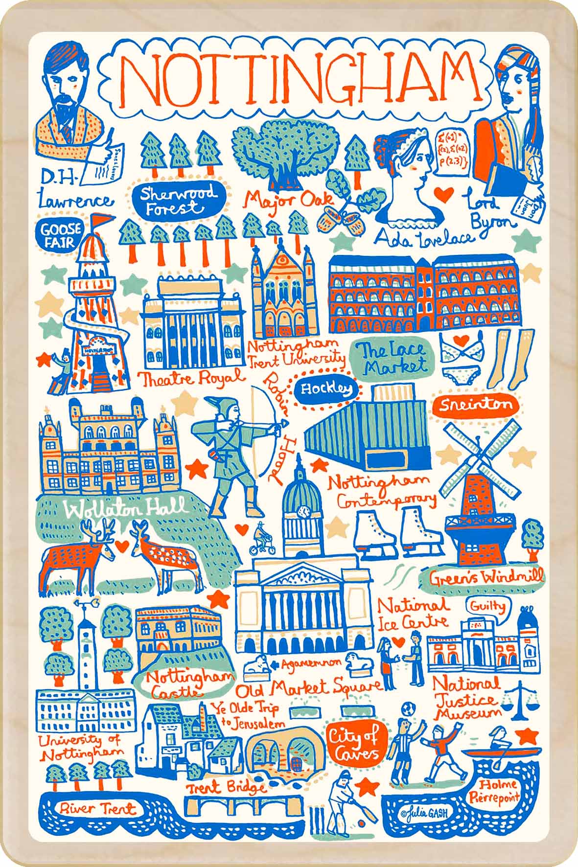 Nottingham doodle map – Sustainable Wooden Postcard

Write on the back with any pen and post worldwide with a standard stamp. A smart, eco-friendly card and gift.