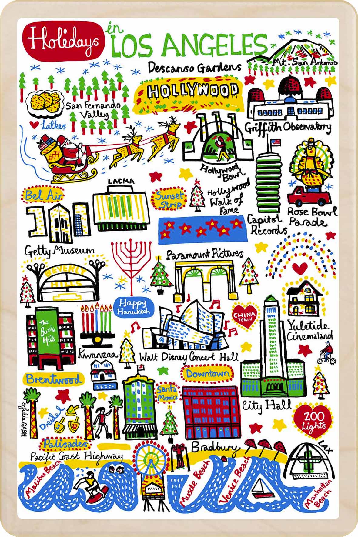 Holidays in Los Angeles, California – Eco-friendly Holidays Card - Wooden Postcard

Write on the back with any pen and post worldwide with a standard stamp. A smart, eco-friendly card and gift.