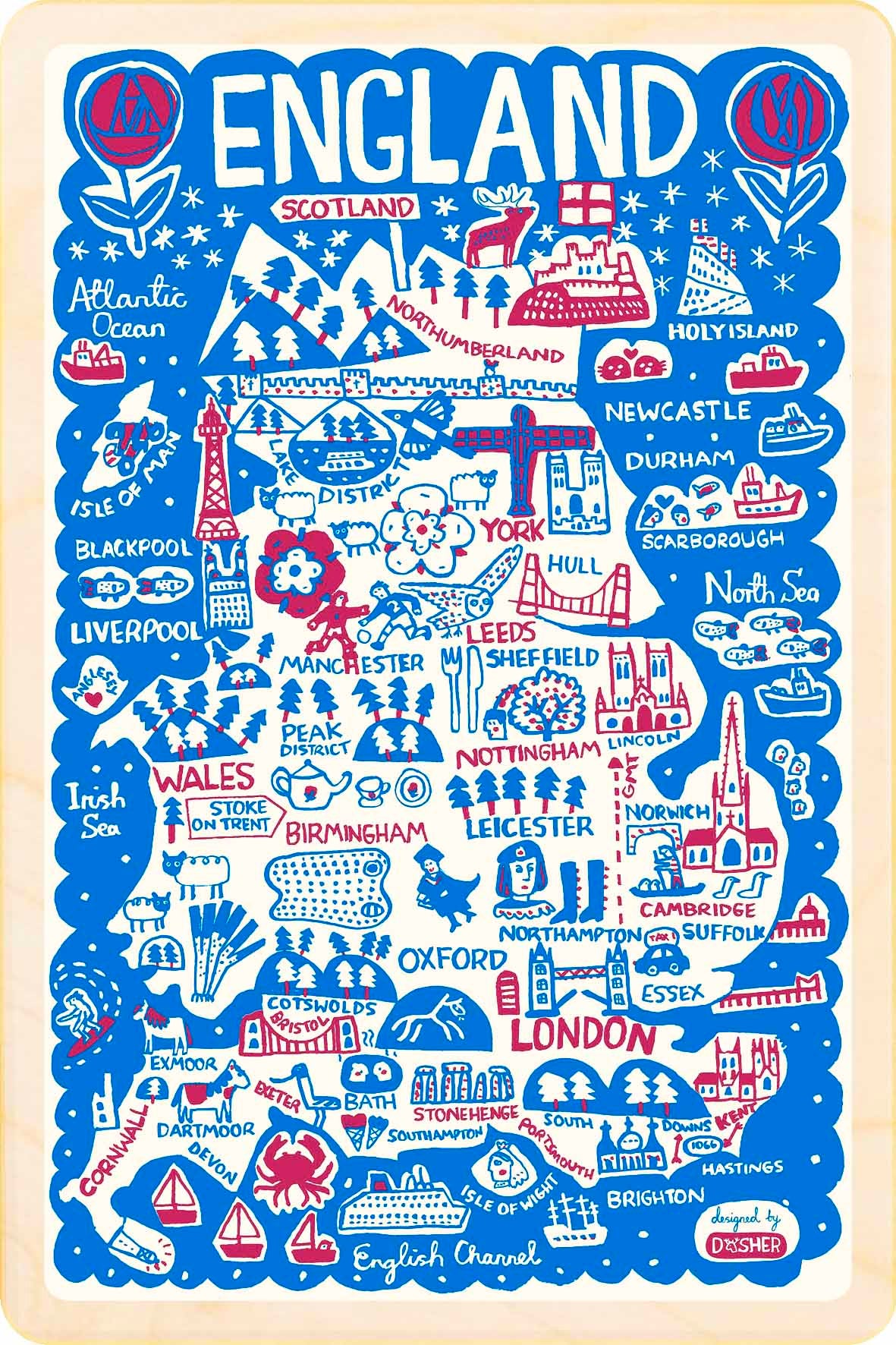 England – Sustainable Wooden Postcard