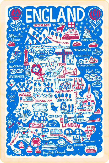 England – Sustainable Wooden Postcard