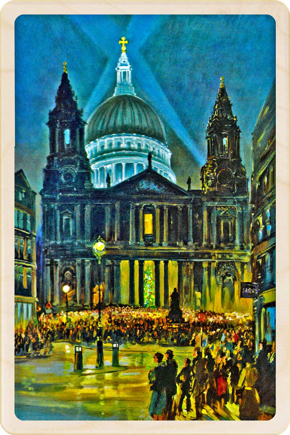 Christmas at St Pauls Cathedral, London – Christmas card - Wooden Postcard

Original Christmas illustration printed on sustainable wood. A beautiful card to send and display.