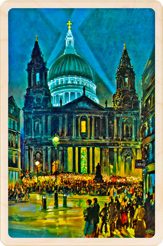 Christmas at St Pauls Cathedral, London – Christmas card - Wooden Postcard

Original Christmas illustration printed on sustainable wood. A beautiful card to send and display.