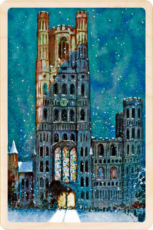 Christmas at Ely Cathedral – Christmas card - Wooden Postcard

Original Christmas illustration printed on sustainable wood. A beautiful card to send and display.