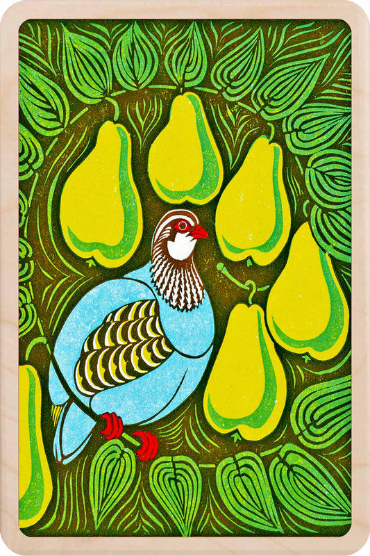 Partridge in a Pear Tree – Sustainable Wooden Gifts
Original linocut illustration by ©Robert Gillmor, printed in Suffolk on smooth, sustainable wood. A polyvalent Christmas/everyday design that doubles as a keepsake; ideal for thoughtful seasonal display, gifting, stocking fillers.
