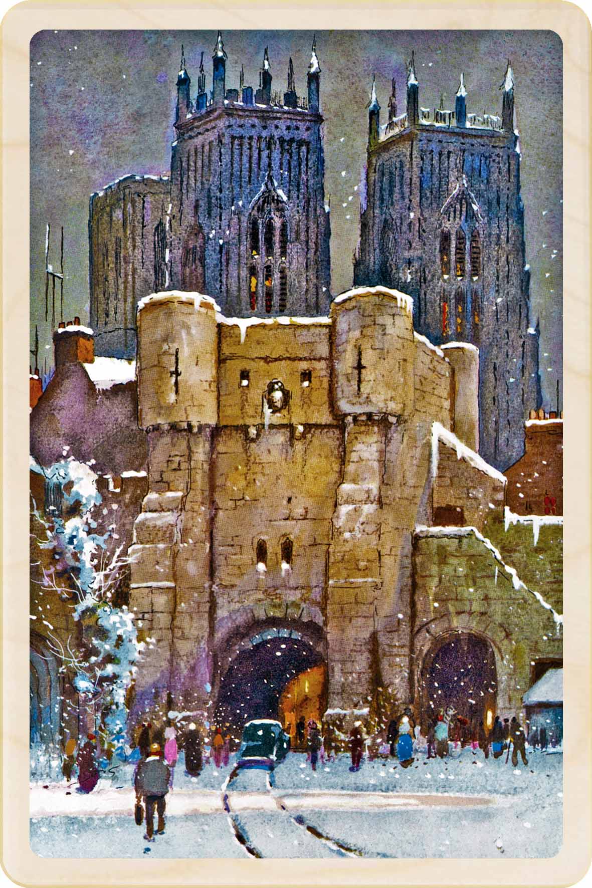 Christmas at York Cathedral – Christmas card - Wooden Postcard

Original Christmas illustration printed on sustainable wood. A beautiful card to send, display, or tuck into a stocking.