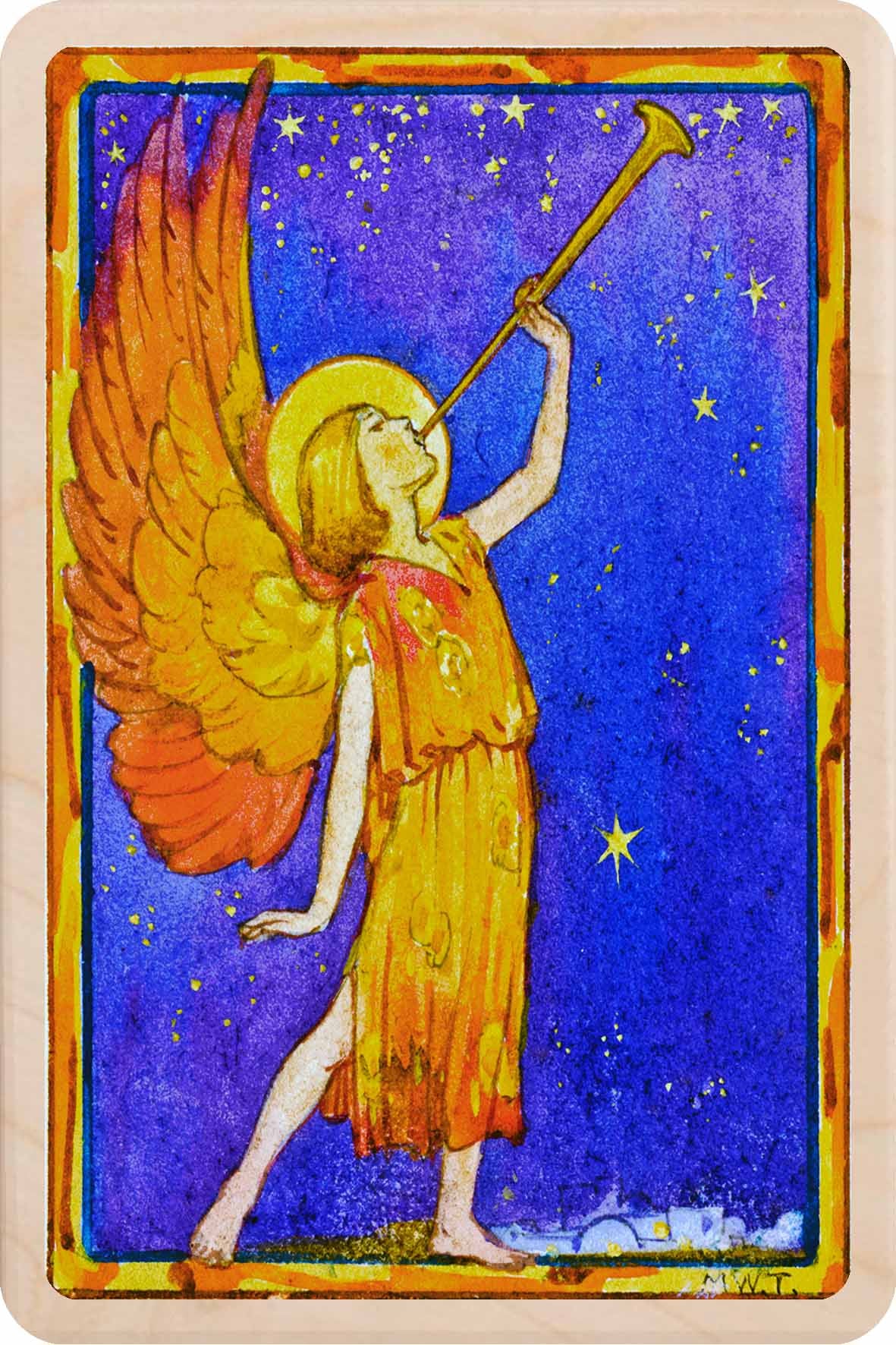 Christmas Angel – Christmas card - Wooden Postcard

Original vintage Christmas illustration printed on sustainable wood.A beautiful card to send, display, or tuck into a stocking. Margaret Tarrant illustration.