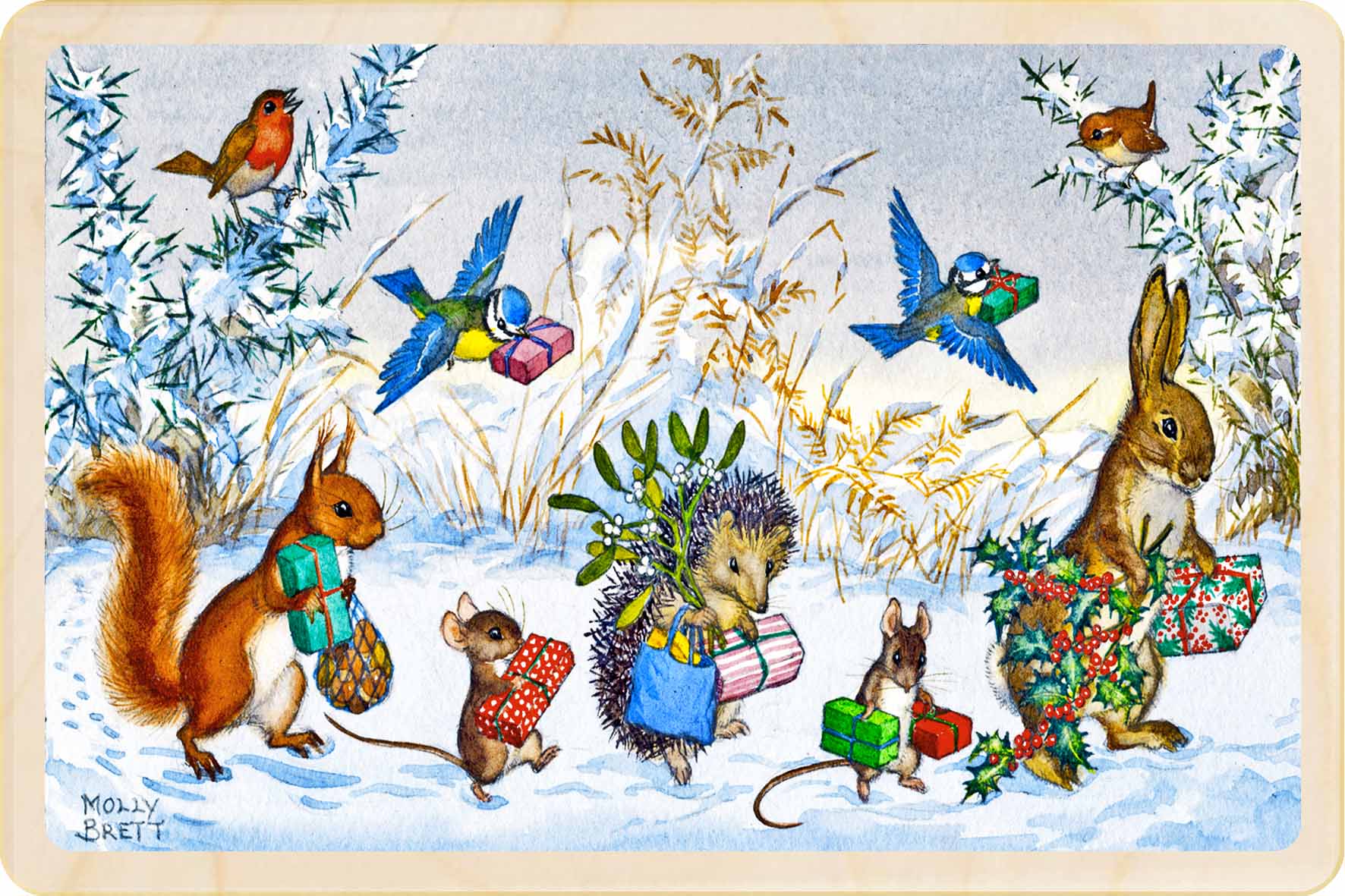 Christmas is Coming – Christmas card - Wooden Postcard

Original vintage Christmas illustration by Molly Brett printed on sustainable wood. A beautiful card to send, display, or tuck into a stocking.