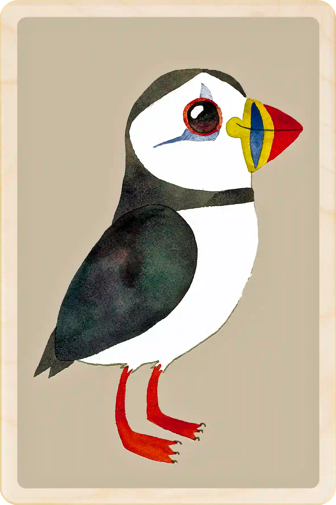 Puffin wooden postcard by Matt Sewell