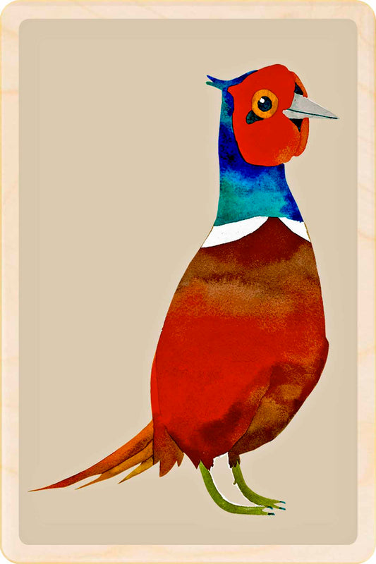 pheasant - bird Illustration wooden postcard by Matt Sewell