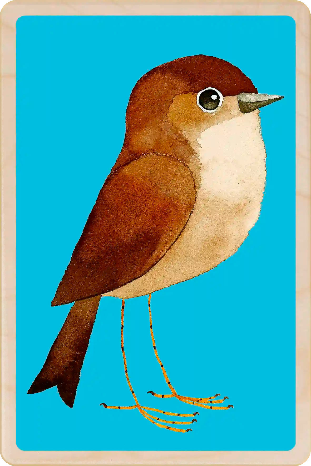 Nightingale. Eco-friendly wooden postcard to send, gift or keep and display. The Wooden Postcard Company