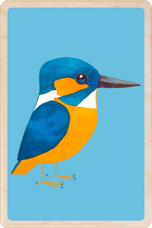 kingfisher - bird Illustration wooden postcard by Matt Sewell 