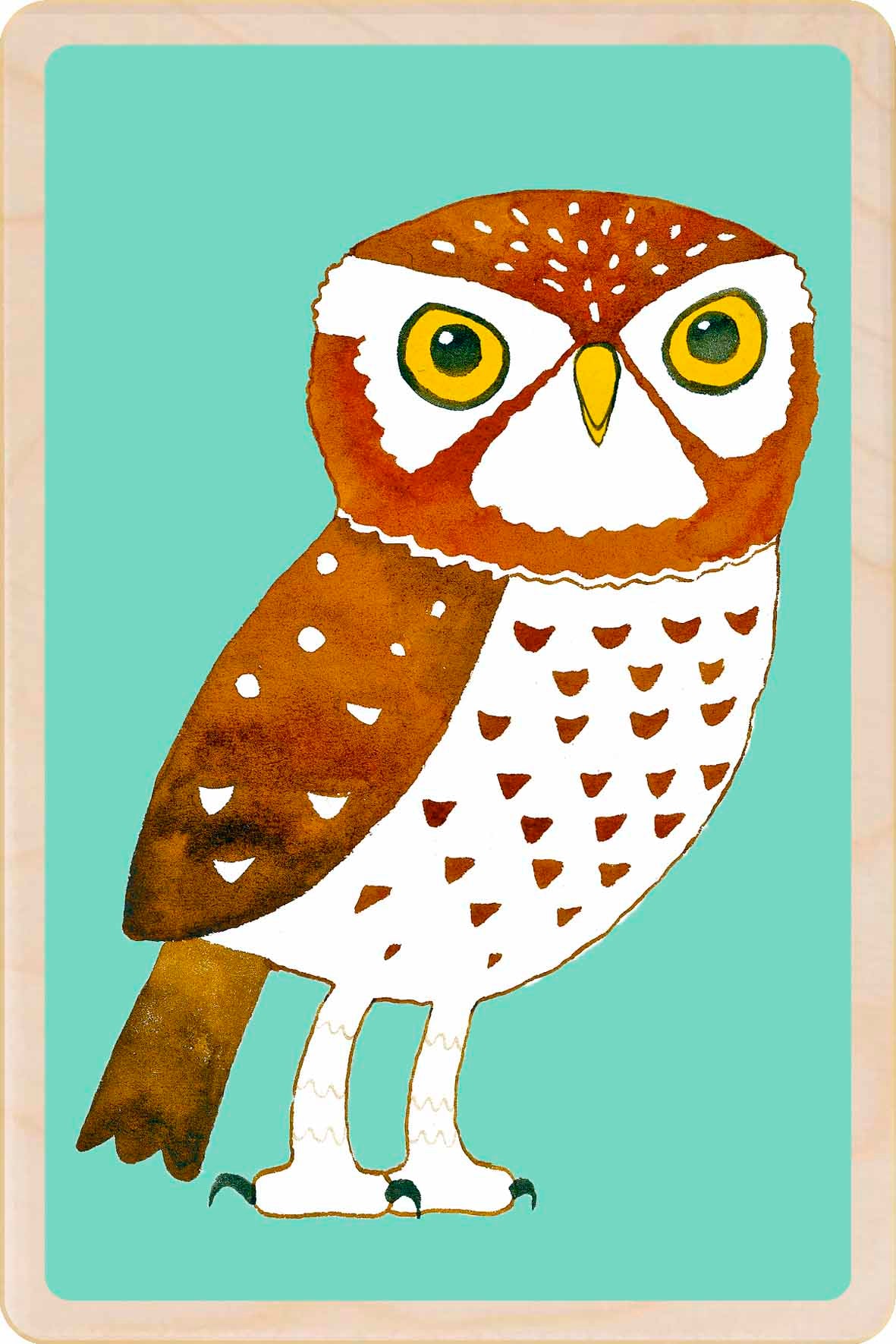 Little Owl wooden postcard by Matt Sewell