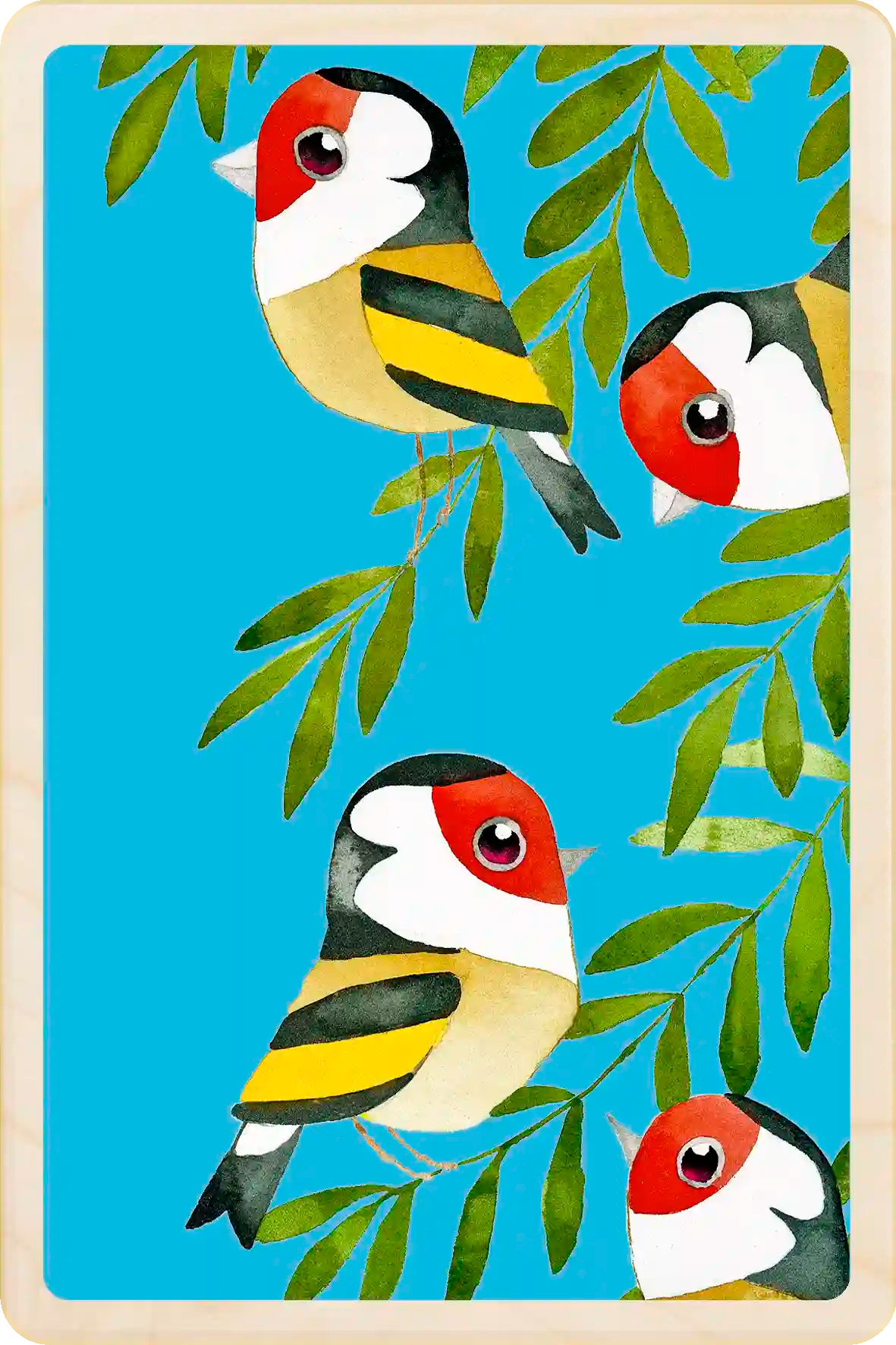 Goldfinch wooden postcard by Matt Sewell