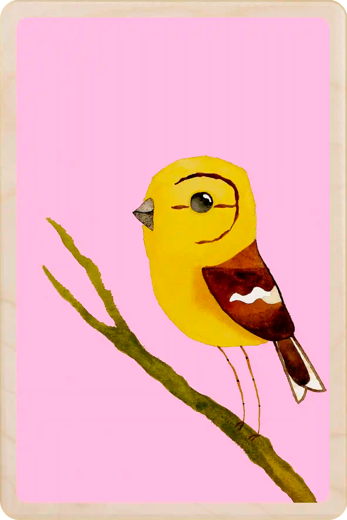 Yellowhammer. Eco-friendly wooden postcard to send, gift or keep and display. The Wooden Postcard Company