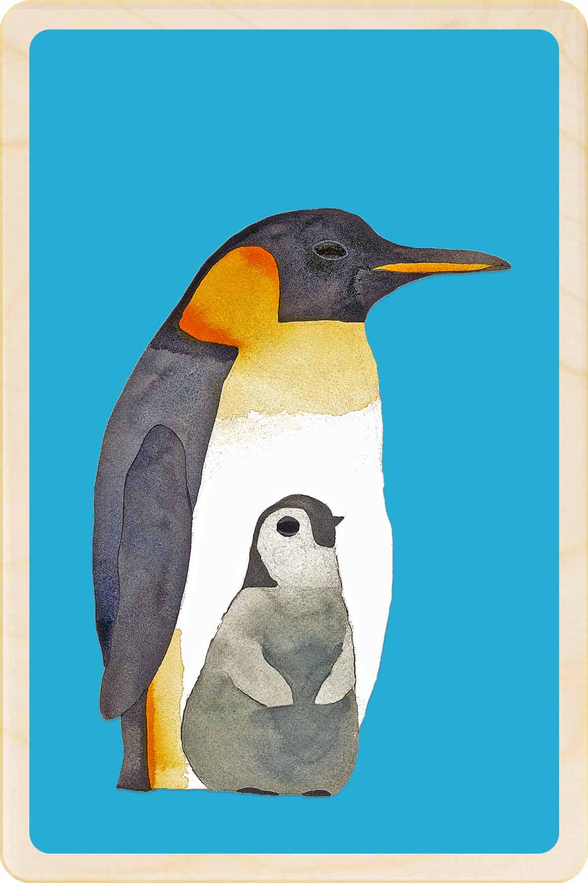Emperor Penguin wooden postcard by Matt Sewell