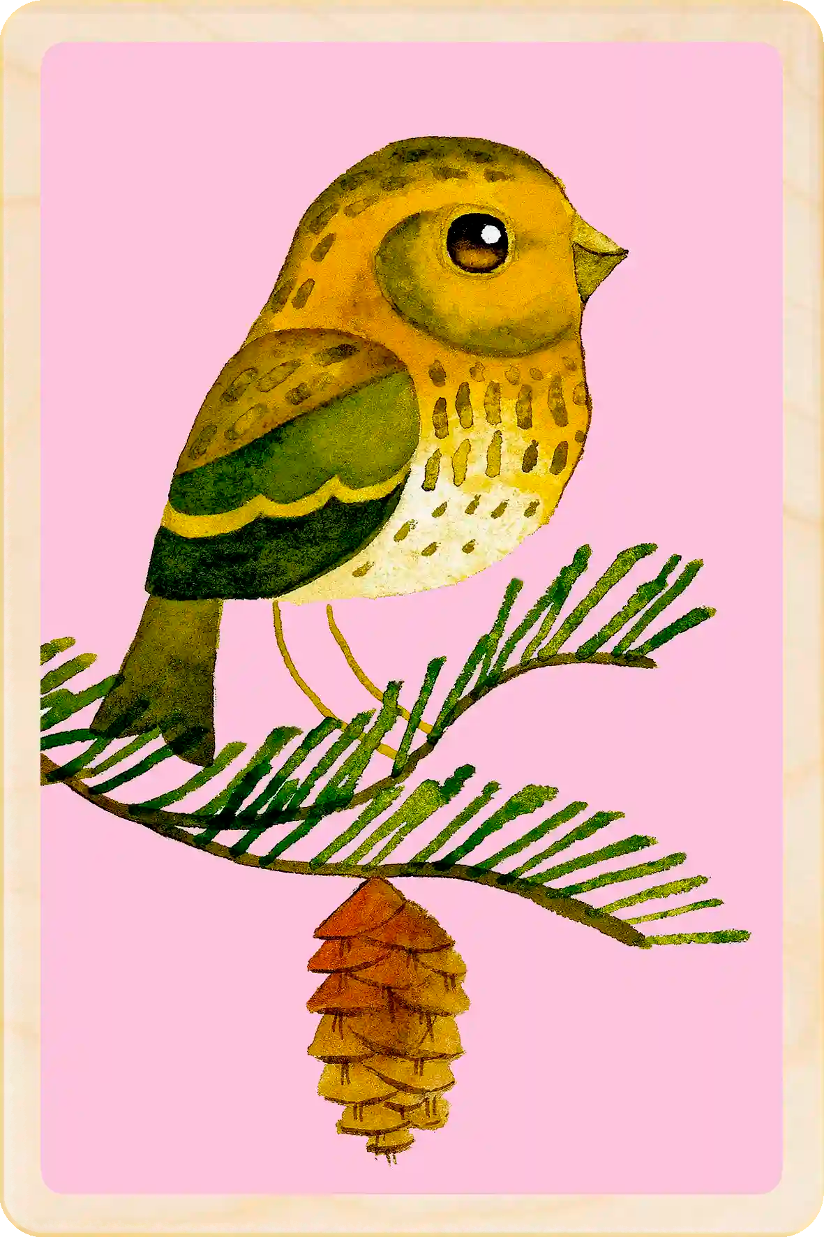 Serin. Eco-friendly wooden postcard to send, gift or keep and display. The Woden Postcard Company