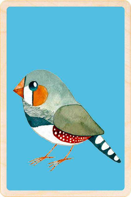 Zebra Finch – Sustainable Wooden Postcard
