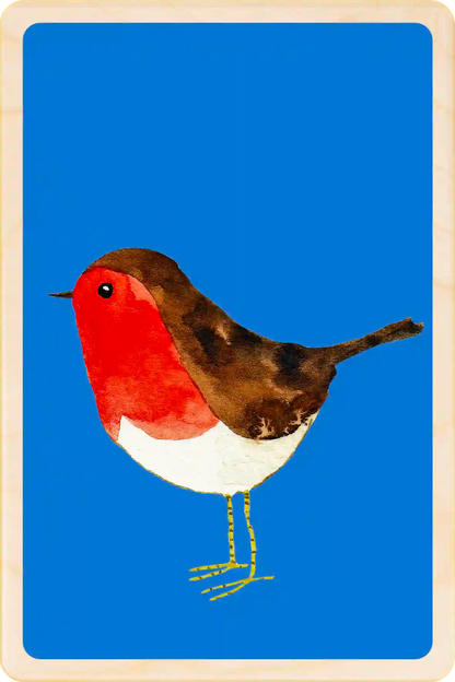 American Robin.&nbsp;Eco-friendly wooden postcard to send, gift or keep and display. Original illustration ©Matt Sewell's American Birds.The Wooden postcard Company