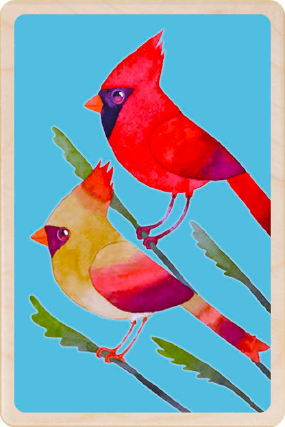 northern cardinal - bird Illustration wooden postcard by Matt Sewell