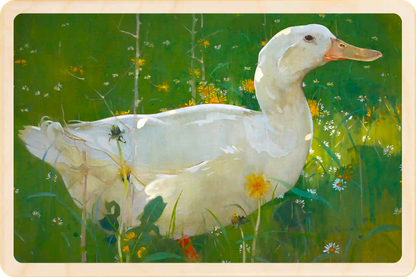 Joseph Crawhall, The White Drake. Fine Art from the National Galleries of Scotland, printed on sustainable wood. A lasting keepsake to post, gift, and display. The Wooden Postcard Company