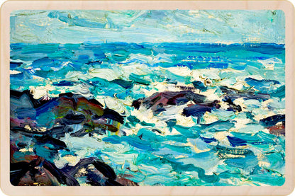 Samuel John Peploe, Rocks at Barra. Fine Art from the National Galleries of Scotland, printed on sustainable wood. A lasting keepsake to post, gift, and display. The Wooden Postcard Company
