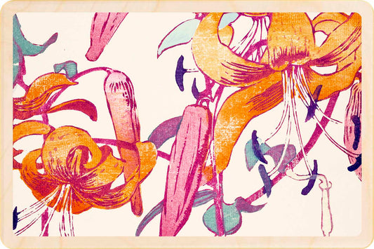 Tiger Lillies by Mabel Royds. Fine Art from the National Galleries of Scotland, printed on sustainable wood.