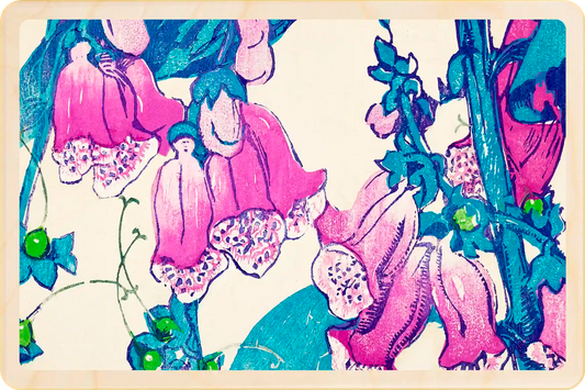 Mabel Royds, Foxgloves. Fine Art from the National Galleries of Scotland, printed on sustainable wood. A lasting keepsake to post, gift, and display. The Wooden Postcard Company