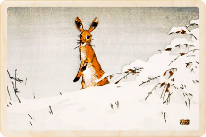 Snow and Hare - National Galleries of Scotland - Sustainable Card - Wooden Postcard. Allen William Seaby, Snow and Hare.&nbsp; Fine Art from the National Galleries of Scotland, printed on sustainable wood. A lasting keepsake to post, gift, and display. The Wooden Postcard Company