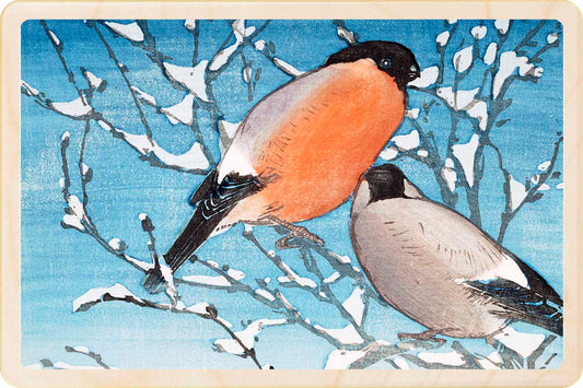 Bullfinches by Mabel Royds. Fine Art from the National Galleries of Scotland, printed on sustainable wood.