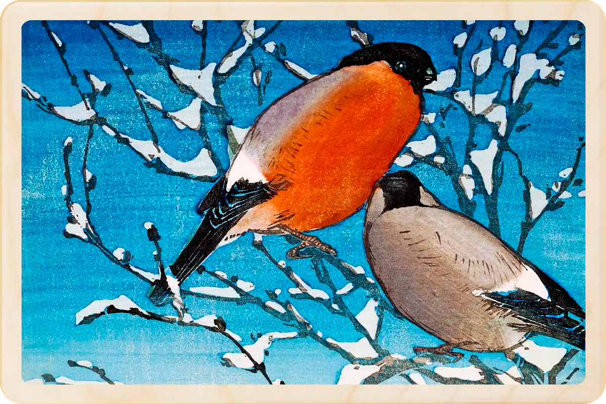 Bullfinches, Allen William Seaby. Sustainable wooden postcard.

Fine Art from the National Galleries of Scotland, printed on sustainable wood. A lasting keepsake to post, gift, and display. The Wooden Postcard Company