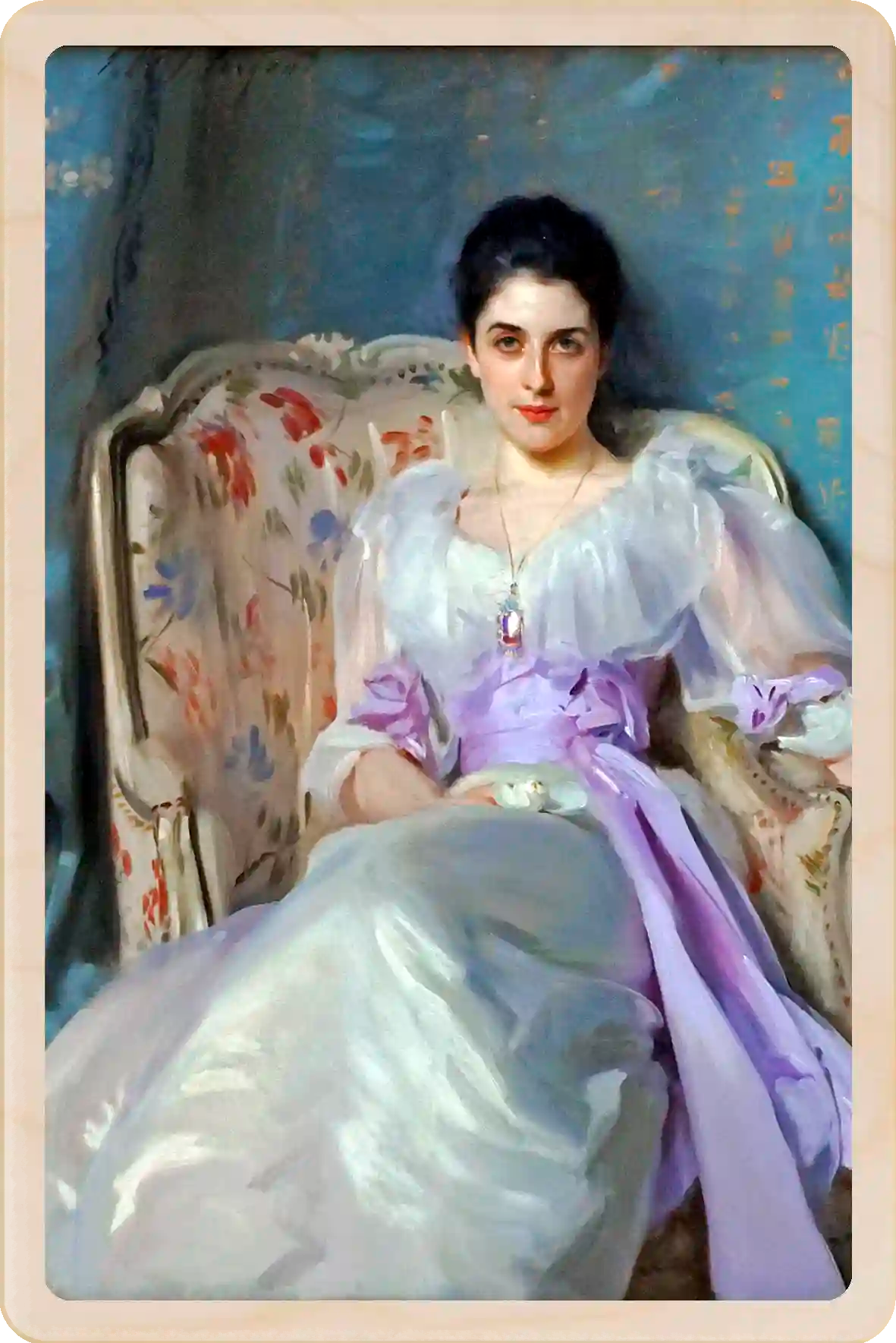 Lady Agnew - National Galleries of Scotland - Sustainable Card - Wooden Postcard. John Singer Sargent, Lady Agnew of Lochnaw. Fine Art from the National Galleries of Scotland, printed on sustainable wood. A lasting keepsake to post, gift, and display. The Wooden Postcard Company