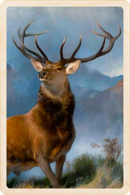 The Monarch of the Glen - National Galleries of Scotland - Sustainable Card - Wooden Postcard
Sir Edwin Landseer, The Monarch of the Glen. National Galleries of Scotland, printed on sustainable wood. A lasting keepsake to post, gift, and display. The Wooden Postcard Company